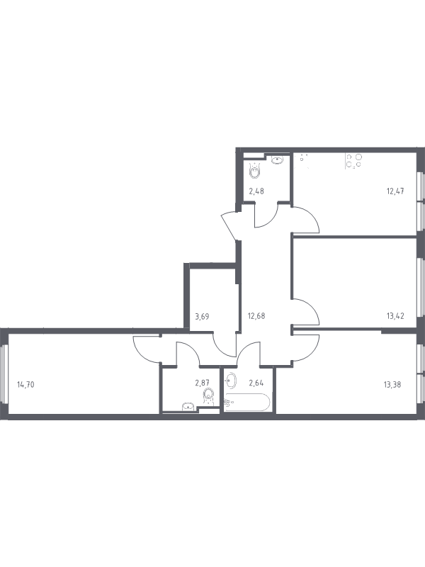 3 ккв 78,3 м²