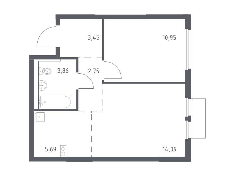 2 ккв (Евро) 40,8 м²