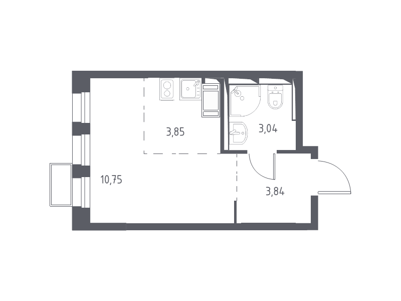 Студия 21,4 м²