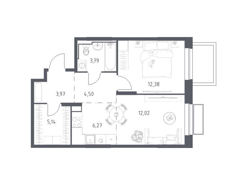 2 ккв (Евро) 48,1 м²