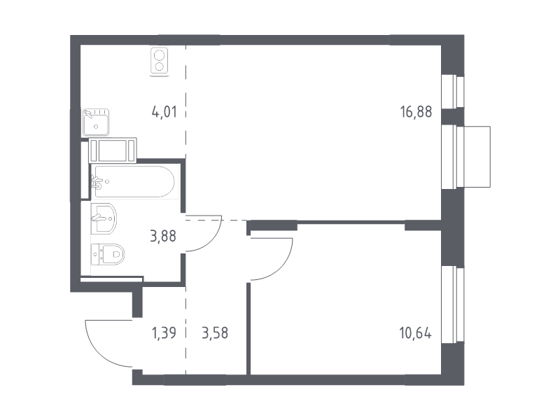 2 ккв (Евро) 40,4 м²