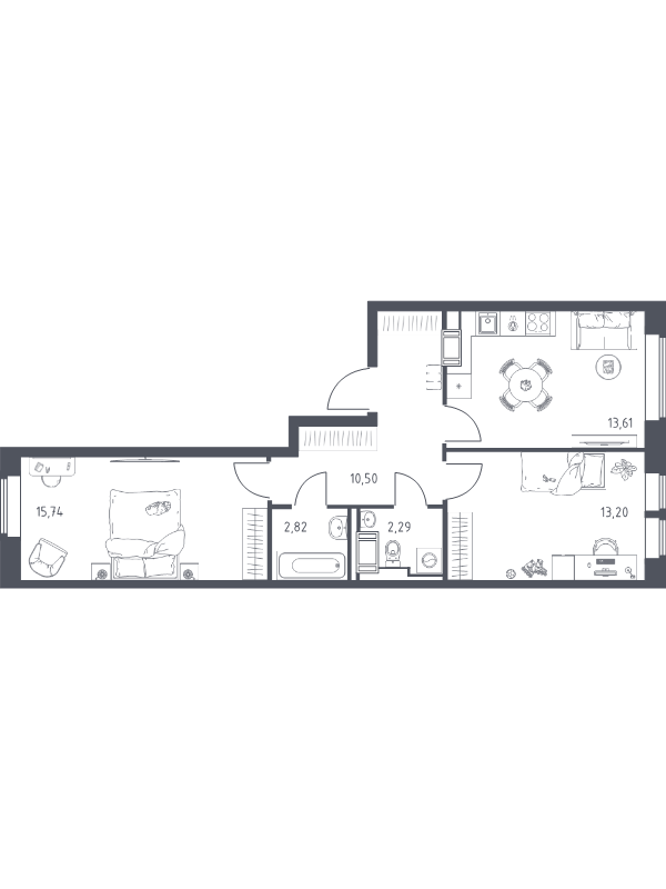 2 ккв 58,2 м²