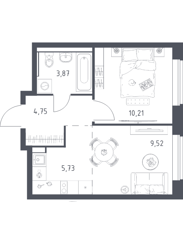 2 ккв (Евро) 34,1 м²