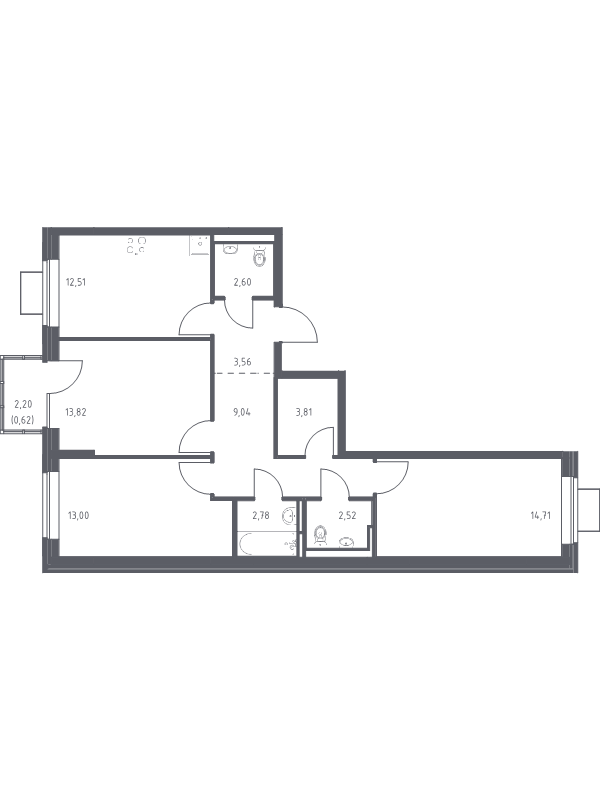 3 ккв 79 м²