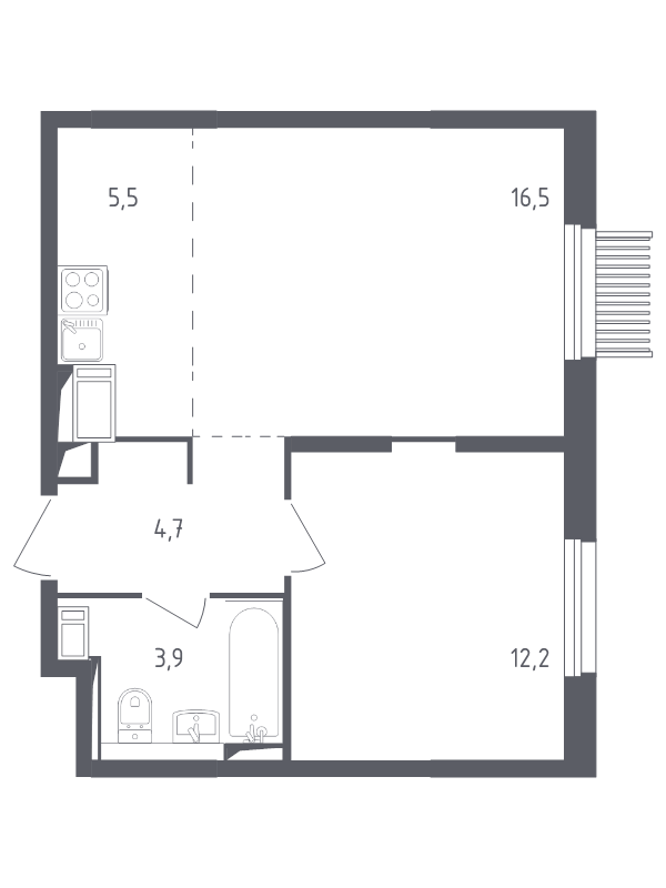 2 ккв (Евро) 42,4 м²
