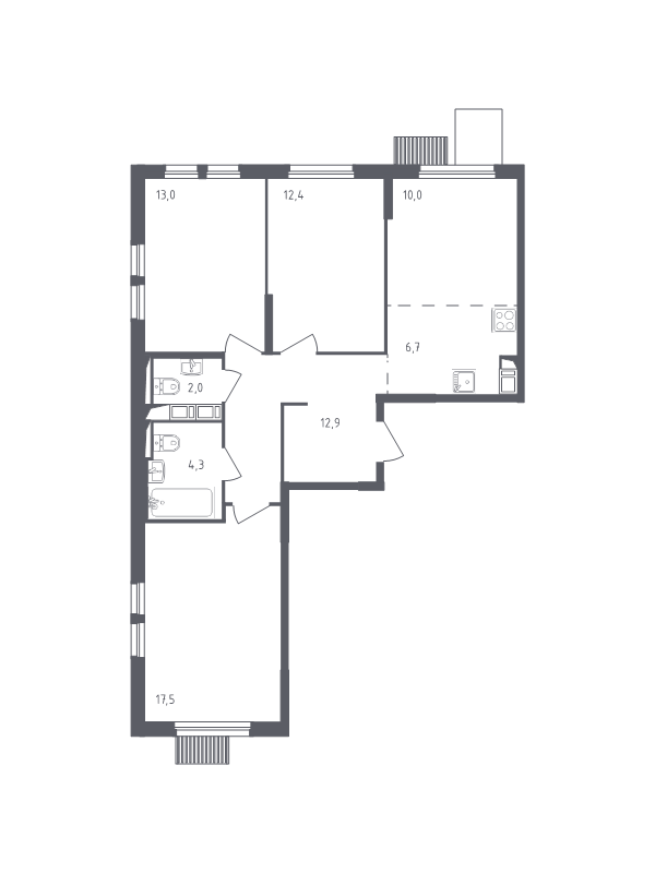 4 ккв (Евро) 77,3 м²