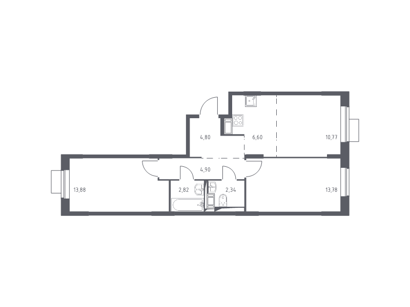 3 ккв (Евро) 59,9 м²