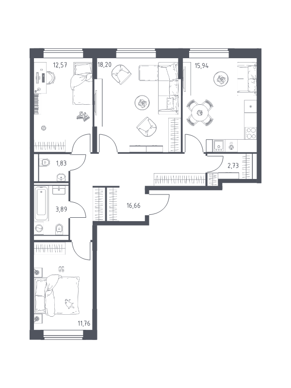 4 ккв (Евро) 83,6 м²