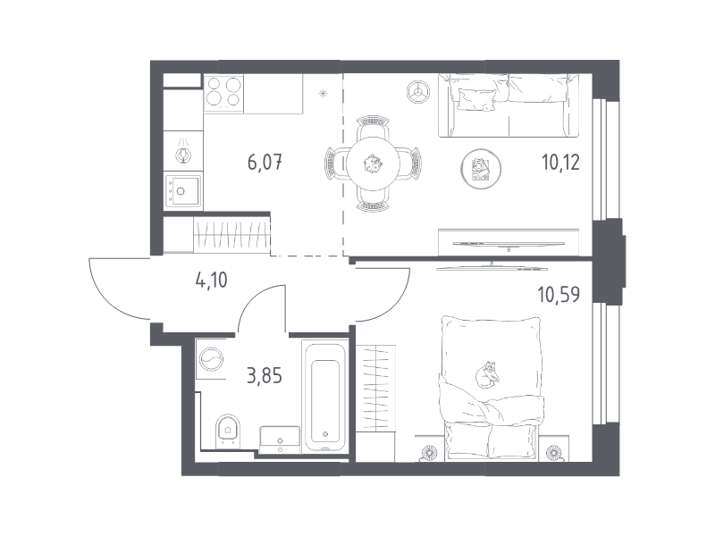 2 ккв (Евро) 34,7 м²