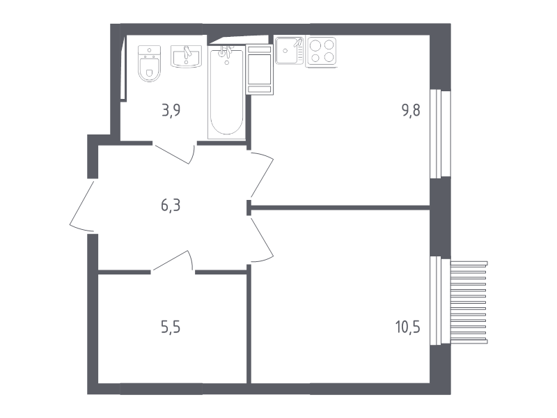 1 ккв 35,4 м²