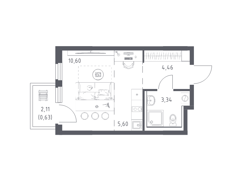Студия 24,6 м²