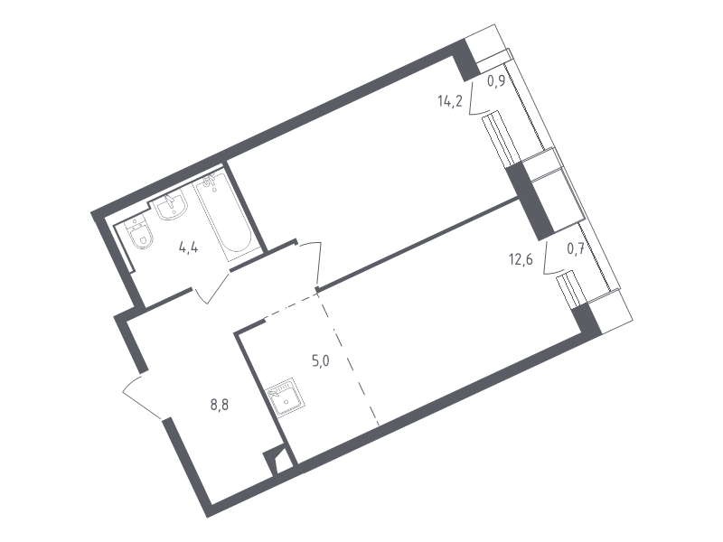 2 ккв (Евро) 44,9 м²