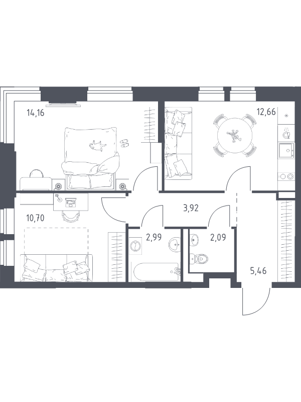 2 ккв 52 м²