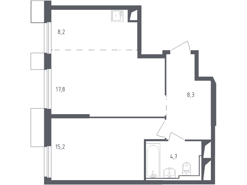 2 ккв (Евро) 54,5 м²
