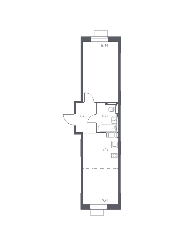 2 ккв (Евро) 43,8 м²