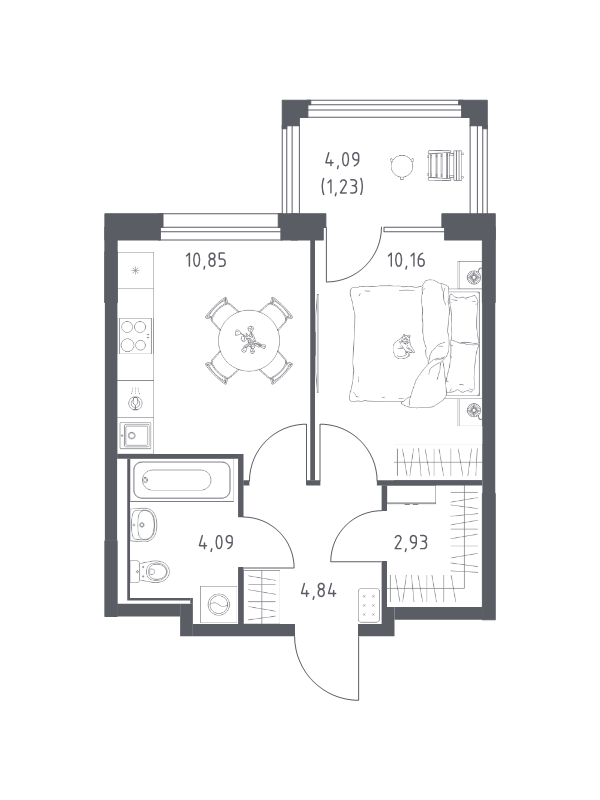 1 ккв 34,1 м²