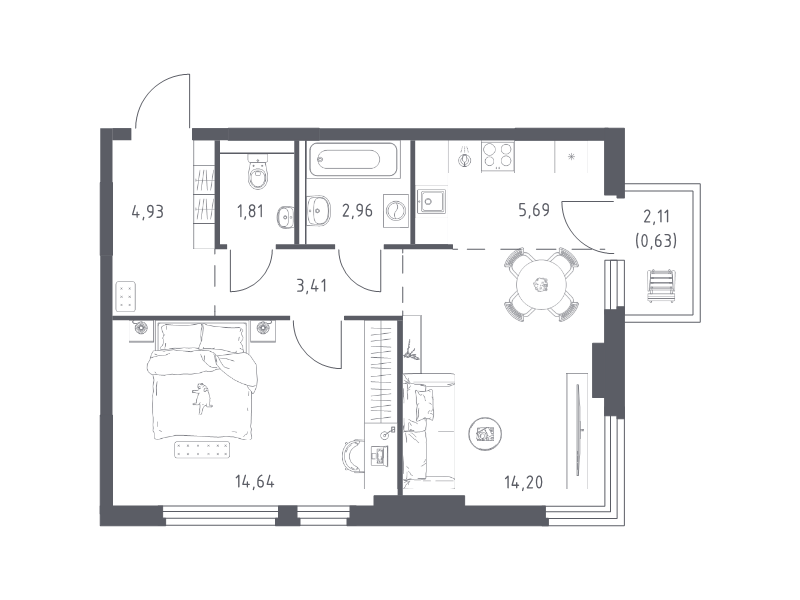 2 ккв (Евро) 48,3 м²