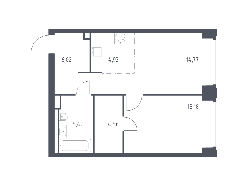 2 ккв (Евро) 48,9 м²