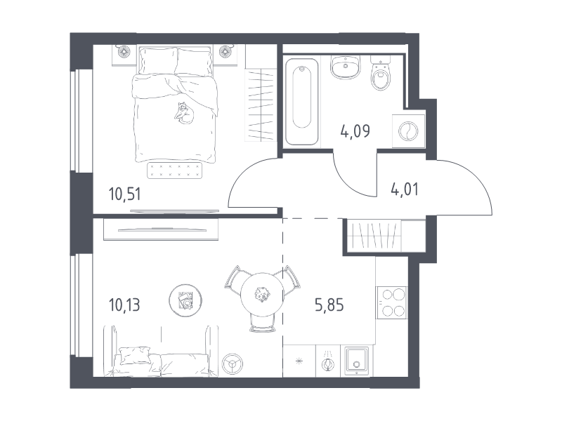 2 ккв (Евро) 34,6 м²