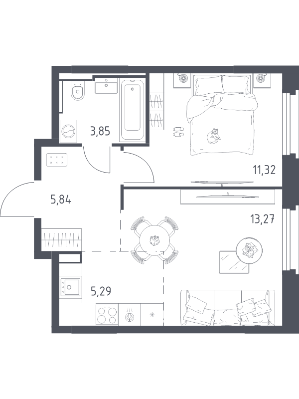 2 ккв (Евро) 39,6 м²