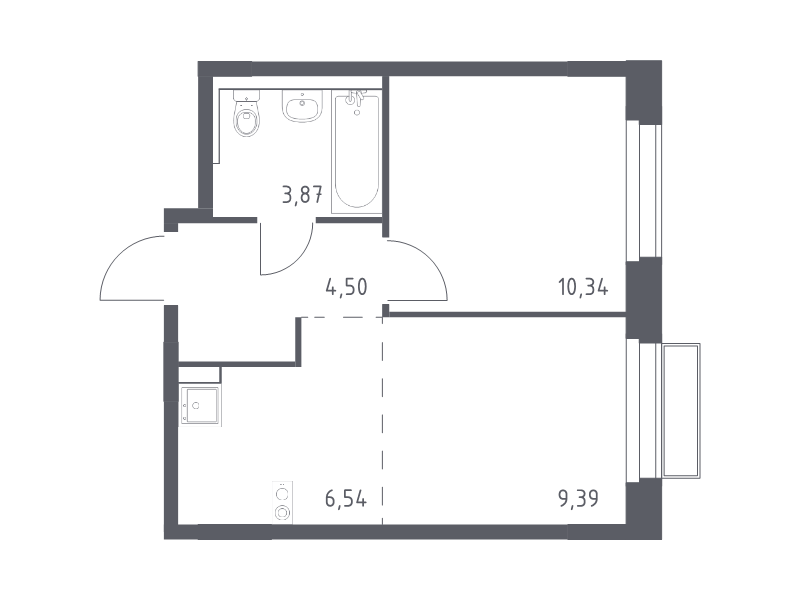 2 ккв (Евро) 34,6 м²
