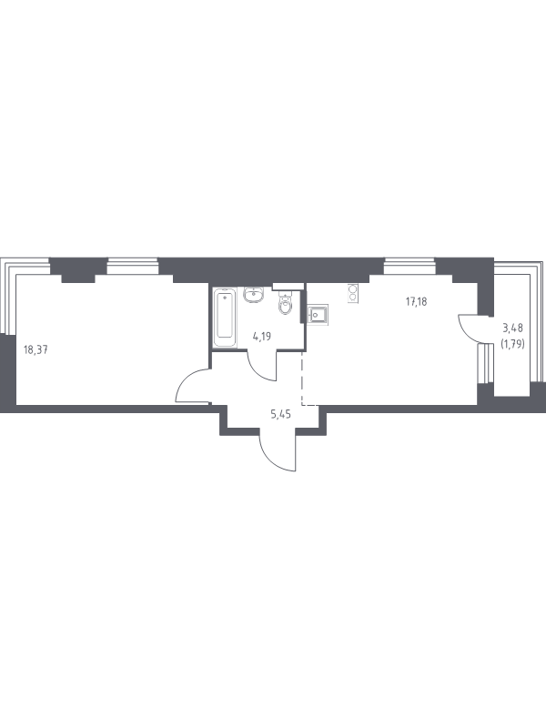 2 ккв (Евро) 48,6 м²