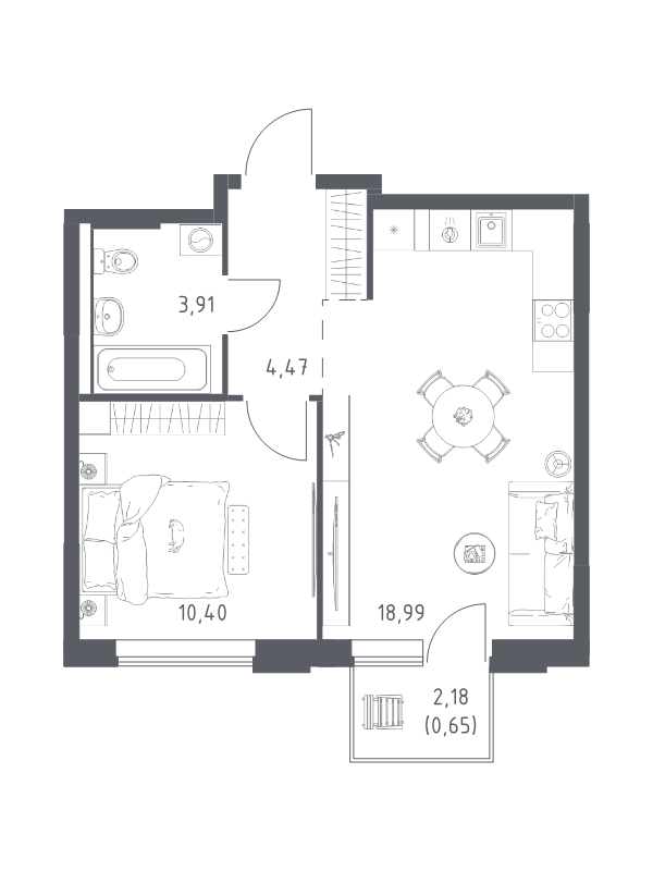 2 ккв (Евро) 38,4 м²