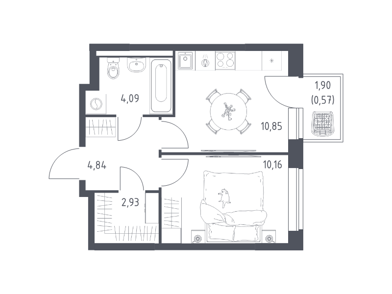 1 ккв 33,4 м²