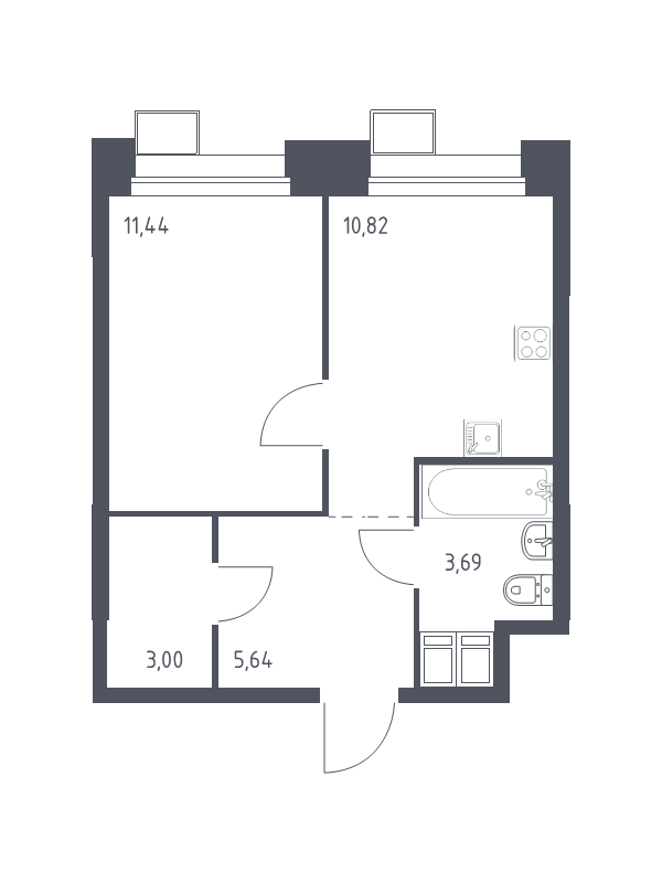 1 ккв 34,5 м²