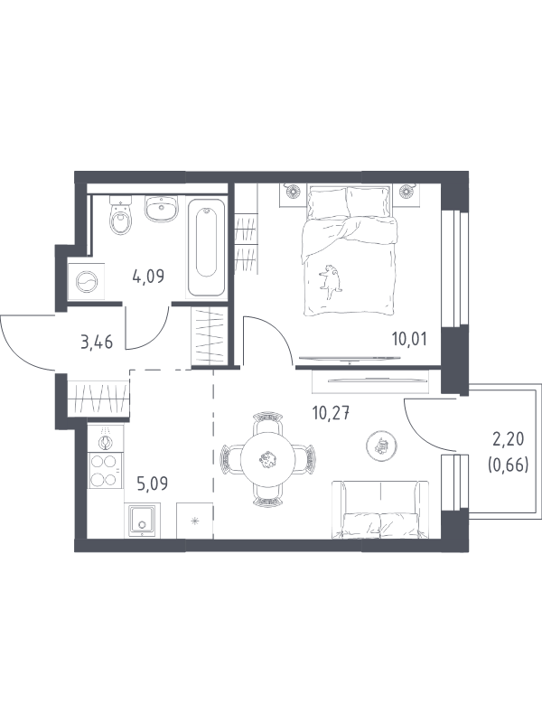 2 ккв (Евро) 33,6 м²