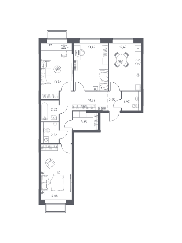 3 ккв 78,5 м²