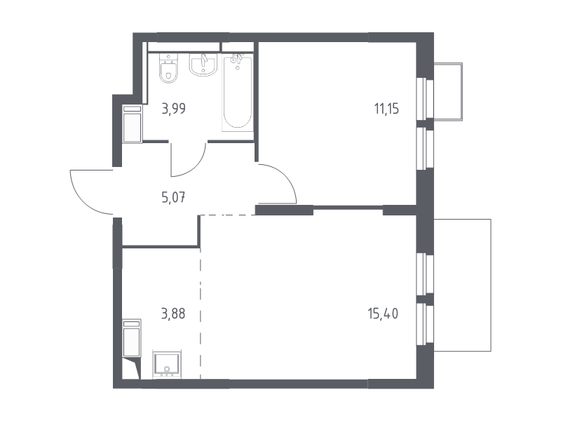 2 ккв (Евро) 39,5 м²