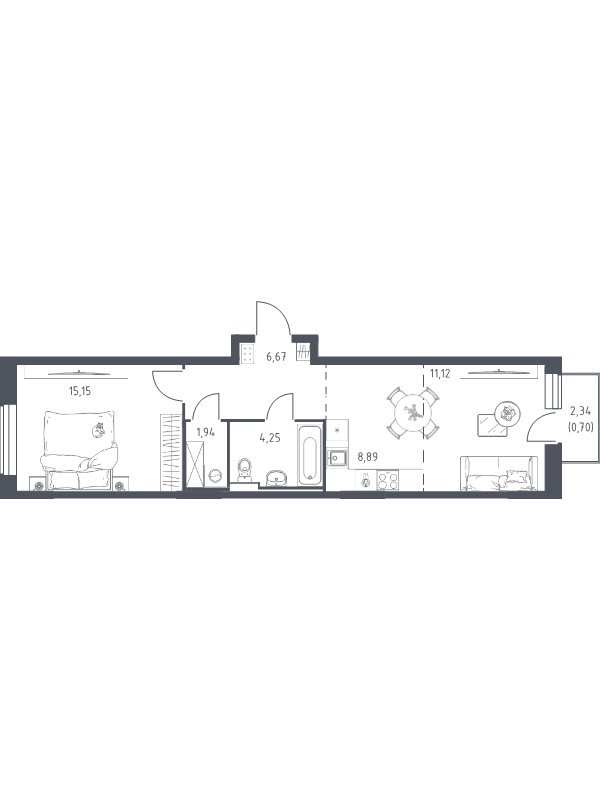 2 ккв (Евро) 48,7 м²