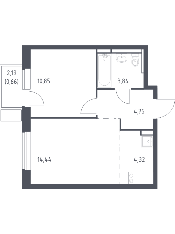 2 ккв (Евро) 38,9 м²