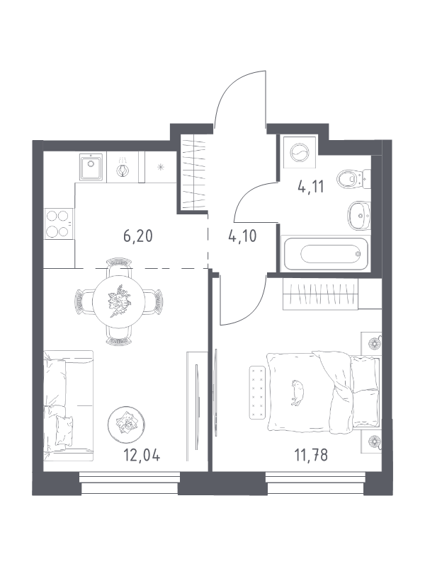 2 ккв (Евро) 38,2 м²