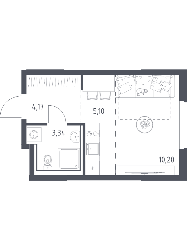 Студия 22,8 м²