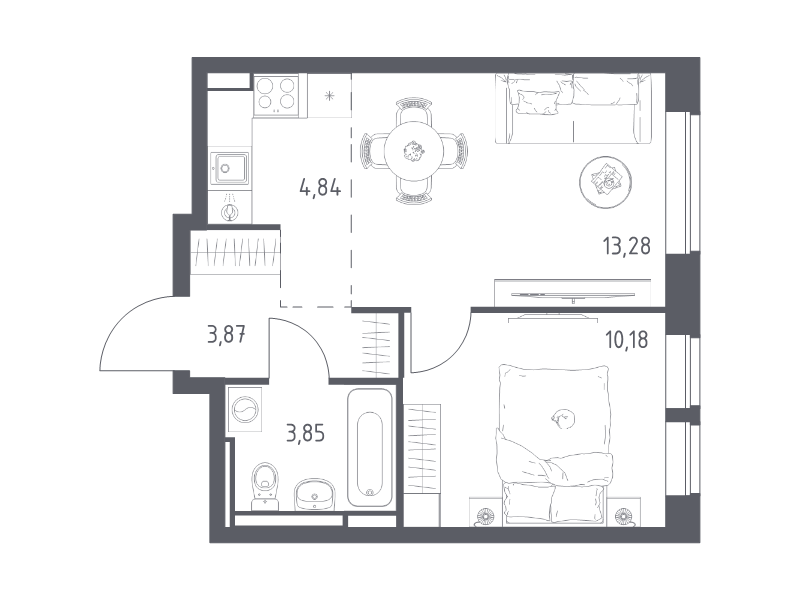 2 ккв (Евро) 36 м²