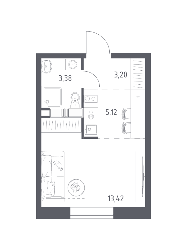 Студия 25,1 м²