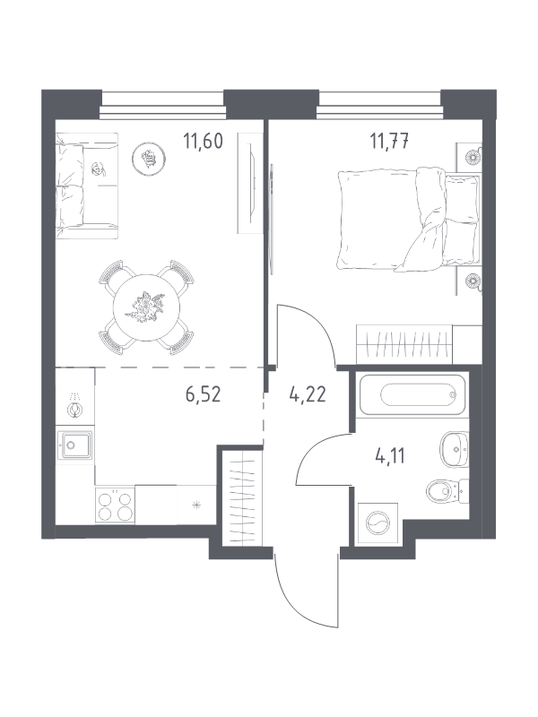 2 ккв (Евро) 38,2 м²