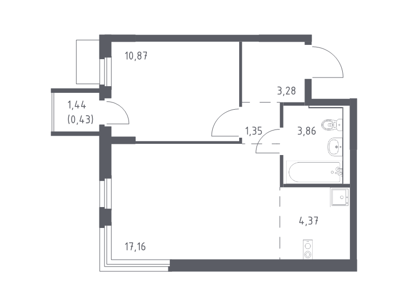 2 ккв (Евро) 41,3 м²