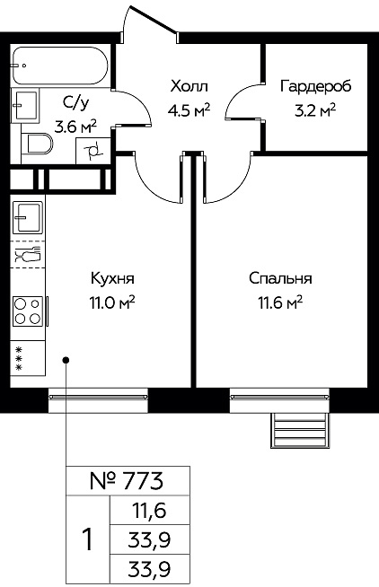 1 ккв 32,8 м²