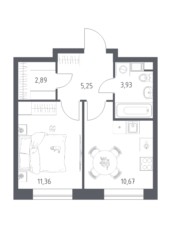 1 ккв 34,1 м²