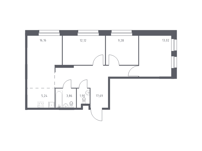 4 ккв (Евро) 79,3 м²