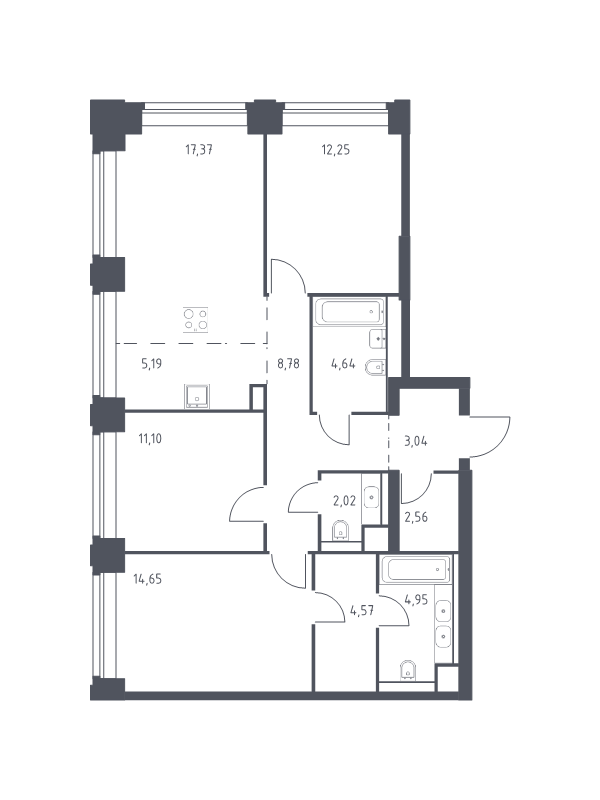 4 ккв (Евро) 91,1 м²