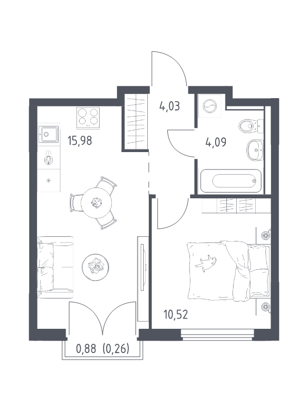 2 ккв (Евро) 34,9 м²