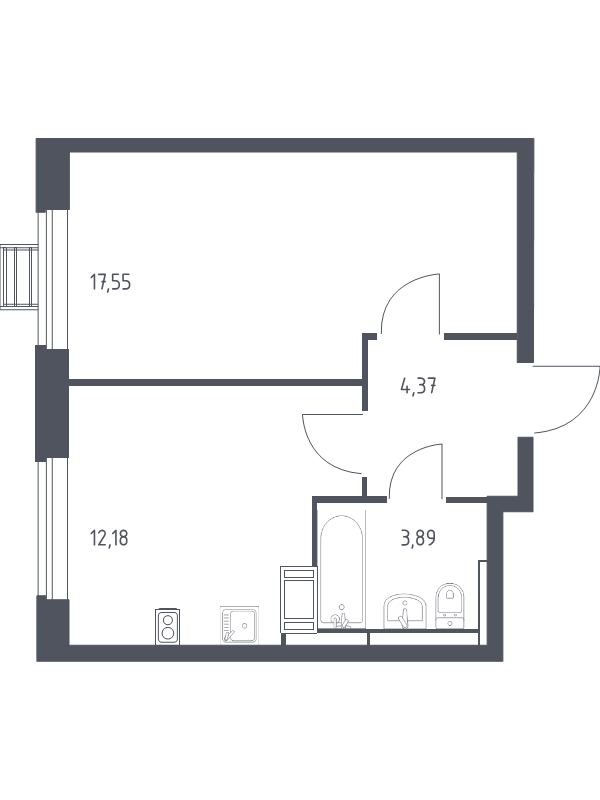 1 ккв 37,4 м²