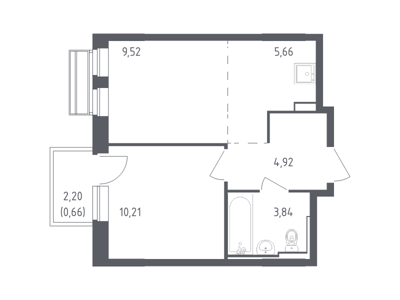 2 ккв (Евро) 34,8 м²