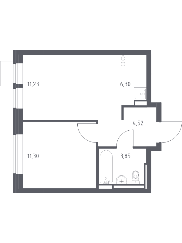 2 ккв (Евро) 37,2 м²