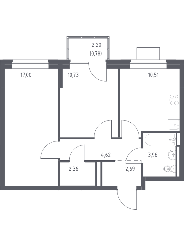 2 ккв 52,7 м²