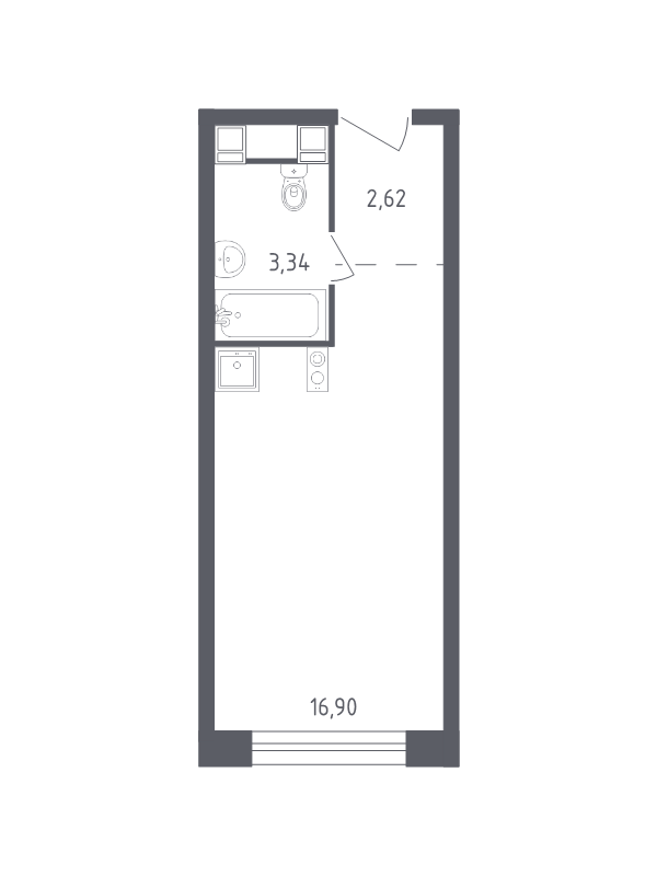 Студия 22,9 м²